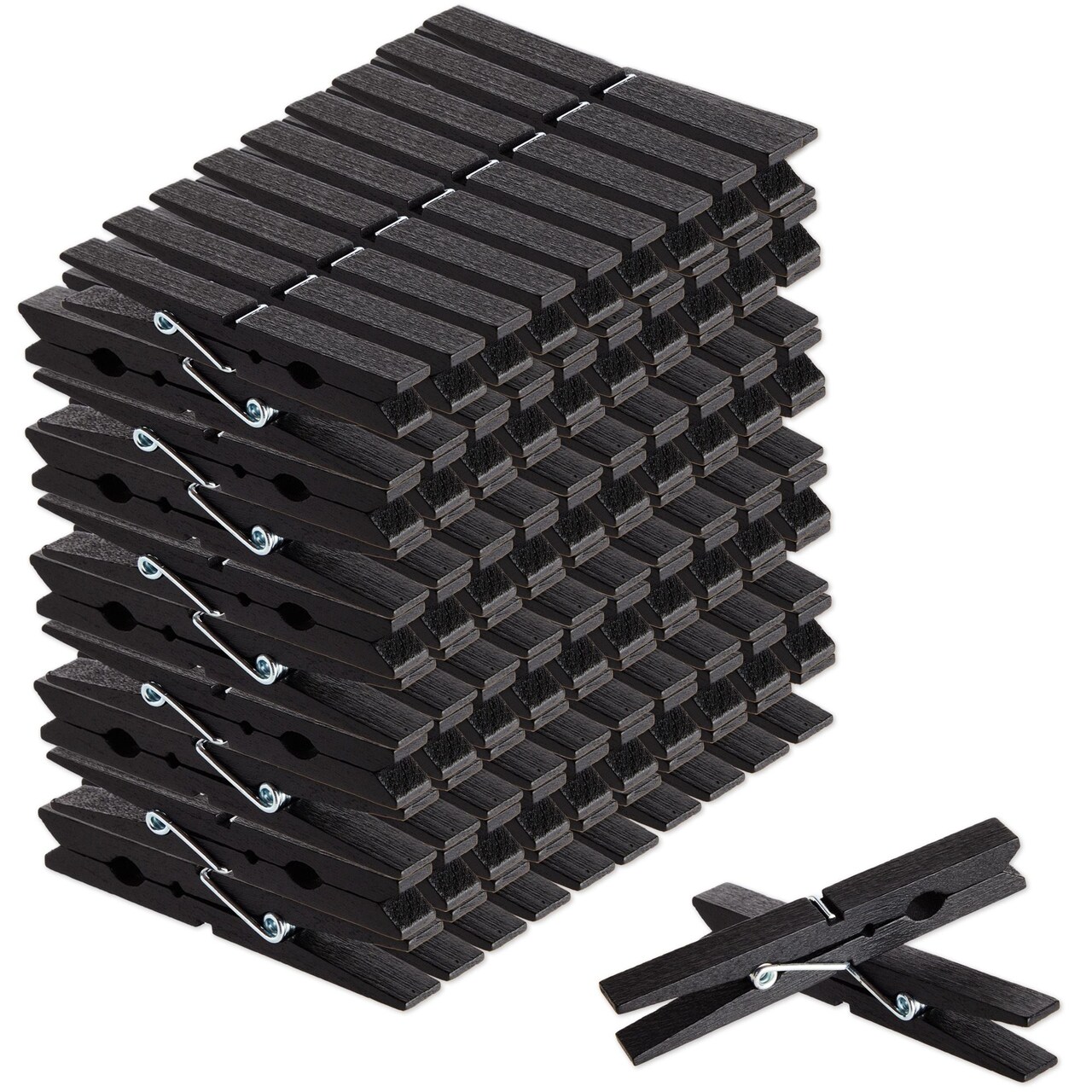 100 Pack Wooden Clothespins for Hanging Laundry, Crafts, Photos (Black, 4 In)